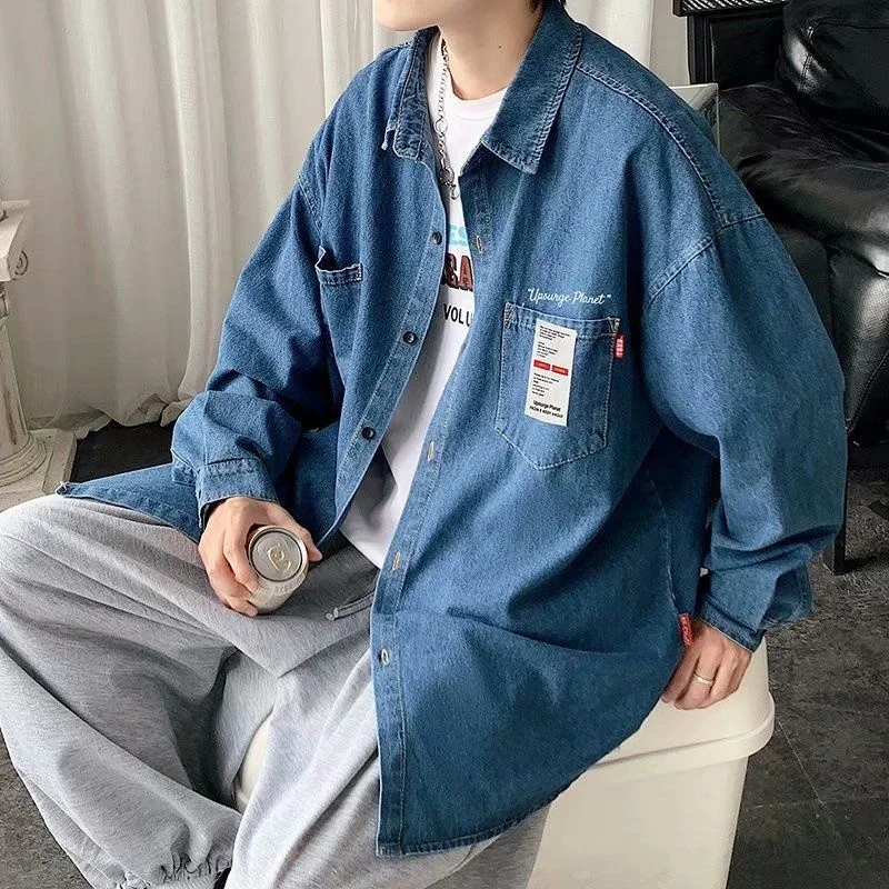 

Solid Color Shirt For Men Loose Casual Fashion Shirt Thin Long Sleeve Lapel Labeled Bottoming Top Four Seasons Men Clothes M-3XL