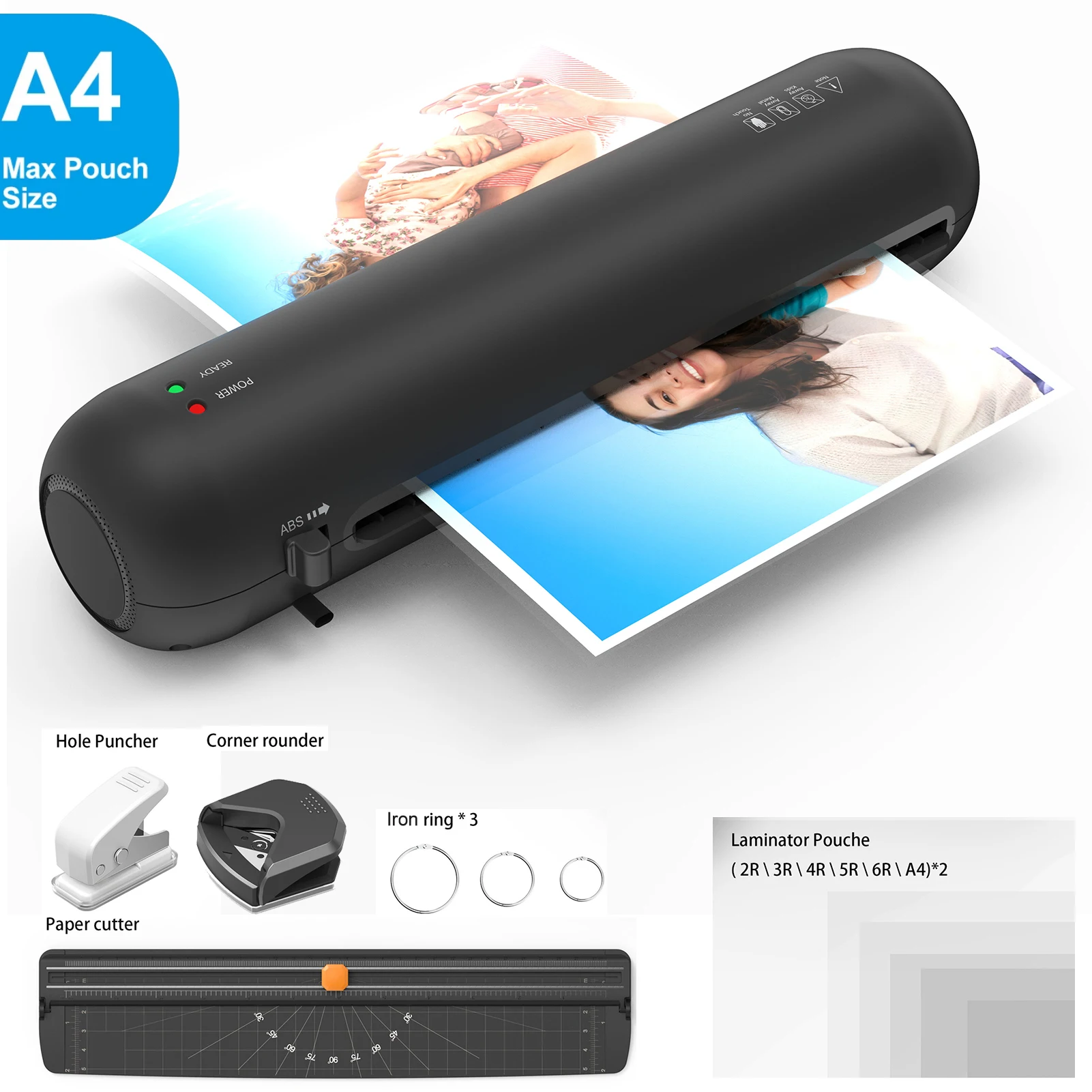 SL280 Laminator Machine Set A4 Size Hot and Cold Lamination w/ 12 Laminating Pouches Paper