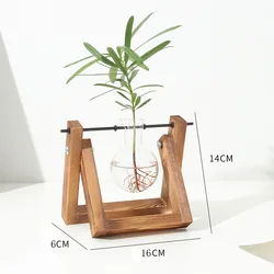 Vintage - Inspired Wooden Frame Hydroponic Glass Vase (G3262A Style 1)