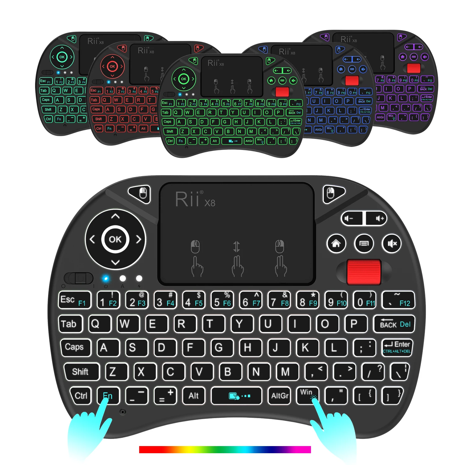 Mini Teclado sem Fio com Touchpad Rii x8 Retroiluminado pc Android Caixa de tv Ipad 24 Ghz - Imagem 6