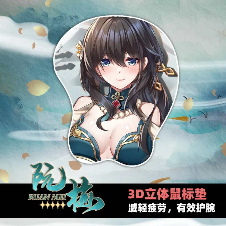 

Game Anime Ruan Mei Honkai: Star Rail Soft Silica Gel Mouse Pad Desktop Playmat Wrist Rest Keyboard Cosplay Girl 3D