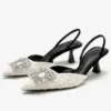Women's High Heels, Diamond Square Buckle Sandals, Pointed Toe 3