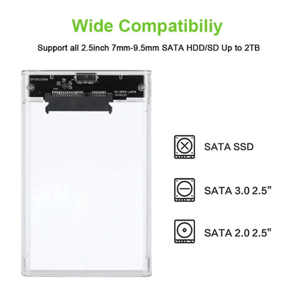 2.5inch External Hard Drive Enclosure SATA Serial Port Hard Disk Box USB 3.0 Transparent Plug and Play Computer Accessories