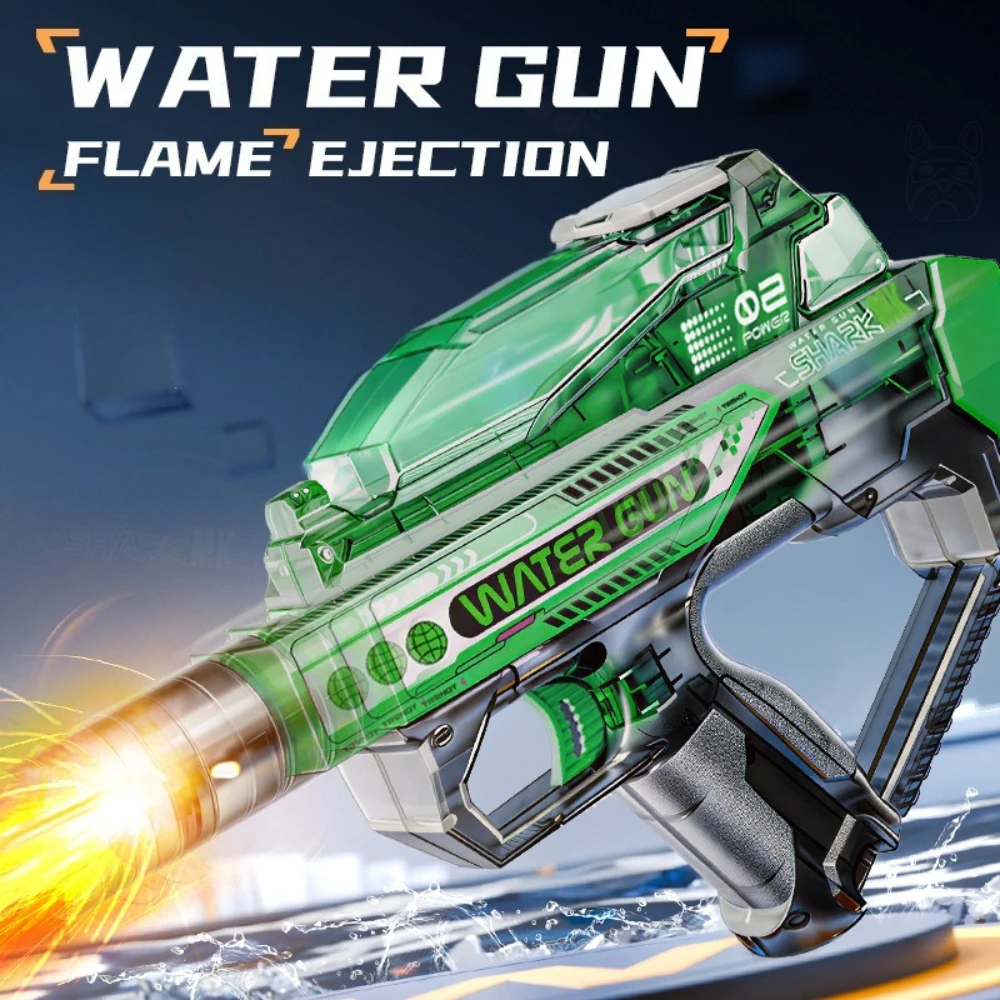 Full Automatic Electric Gun, Rechargeable With Nozzle Flame Gun Fighting Toy Summer Water Swimming Pool Game_voghion.com