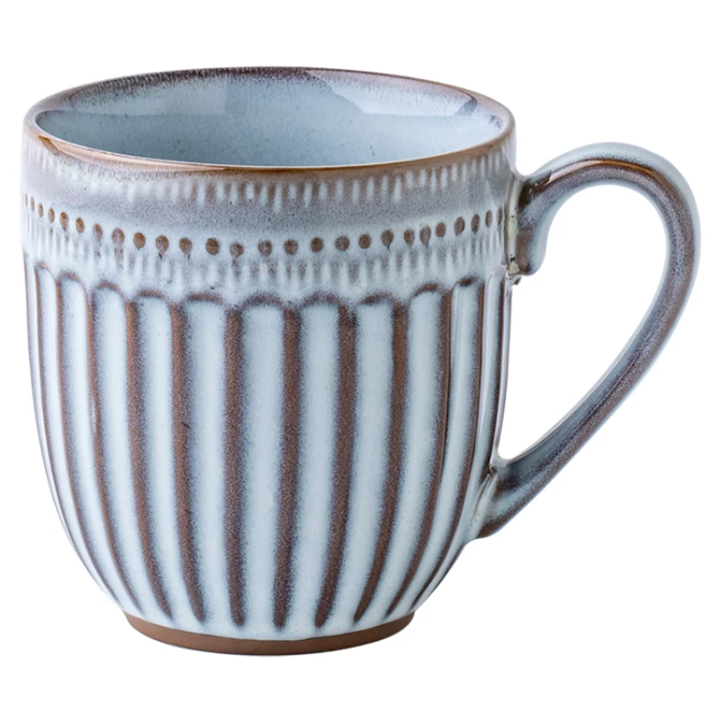 

Retro embossed cups Household ceramic cups coffee mugs personalized mugs milk cups