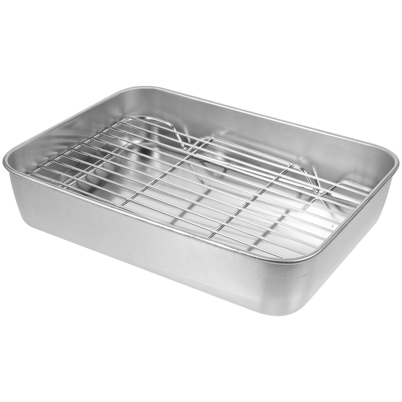 

Grill Pan with Grid Food Tray Restaurant Plate Baking Rack Oven Trays for Fruit Stainless Steel Wire