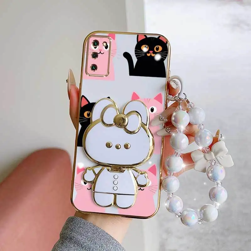 Lovely Heart Phone Case Set with Lanyard and Rabbit Stand