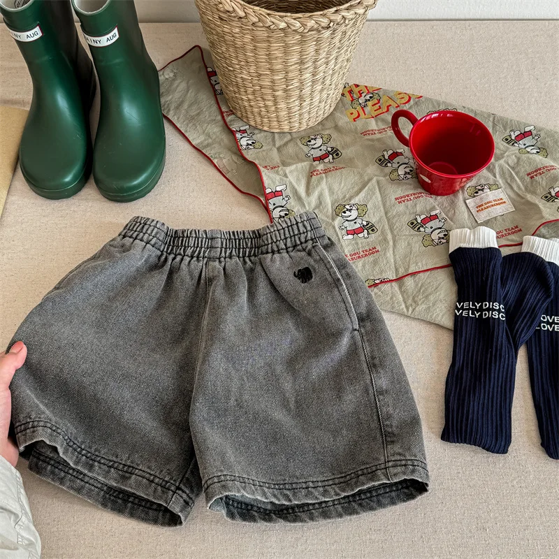 Summer New Children Denim Shorts Solid Boys Girls Loose Casual Short Jeans Kids Fashion Versatile Shorts Toddler Clothes kids shorts