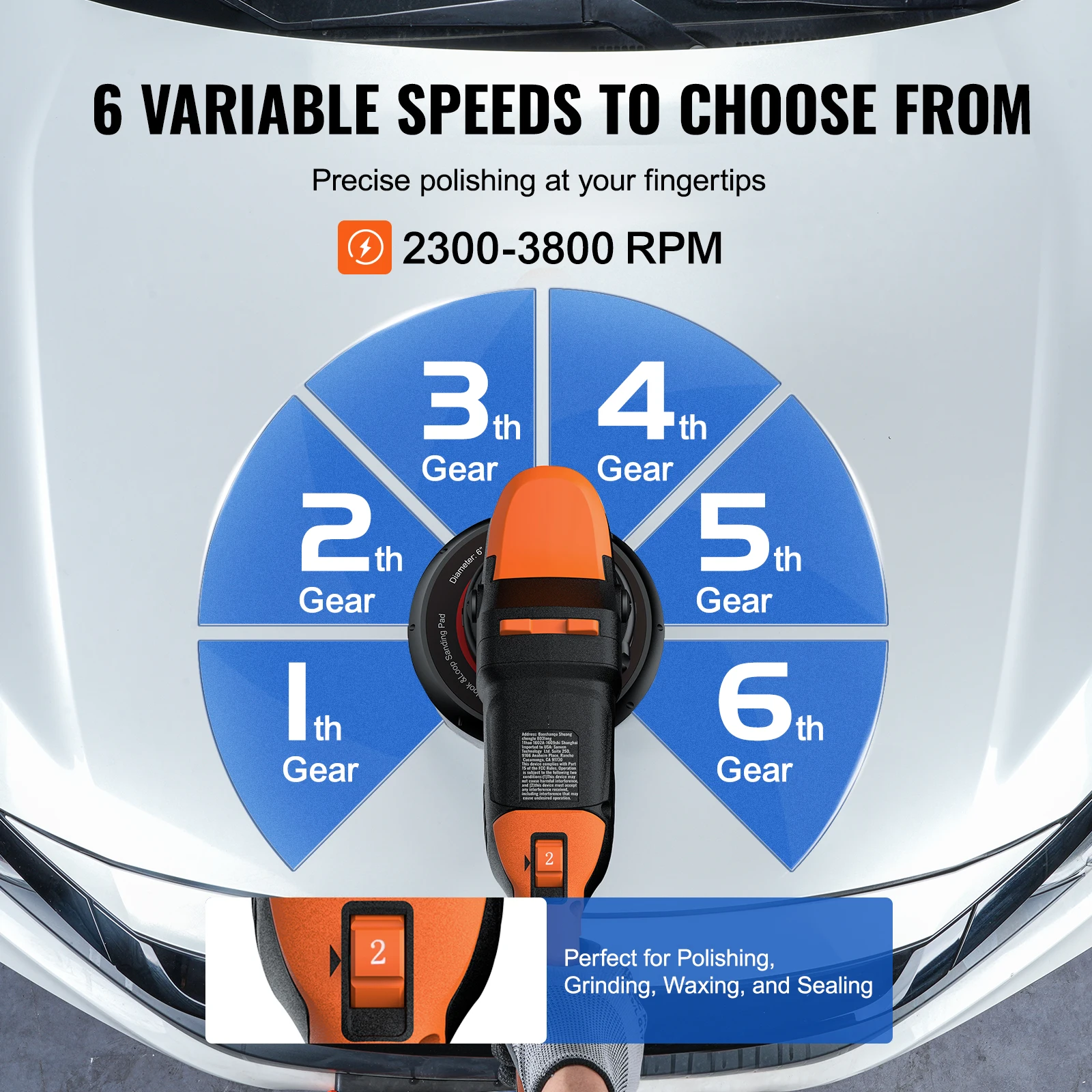 VEVOR 20V Cordless Buffer Polisher Brushless Dual Action Polisher with 4.0Ah Battery Random Orbital Kit for Car Waxing