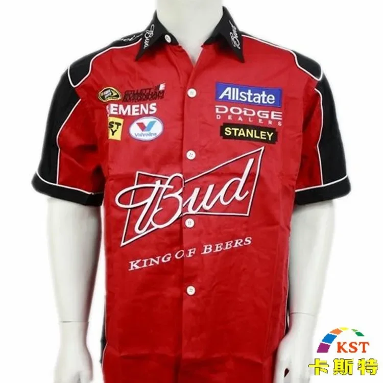 NEW 2022 Brand F1 Car Clothing Men Summer Short-sleeve Shirt Embroidery Motorcycle Jacket Karting Race Suit For Budweiser 2