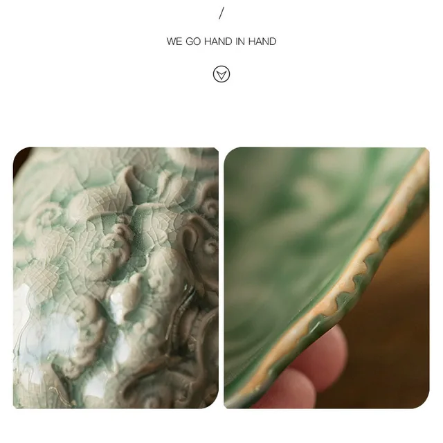 Retro Borne Glaze Kerámia Tea Lapáttal Kínai Megkönnyebbülés Tang Oroszlán Kanál Kung Fu Chahe Ébresztő Edények Ceremónia - Image 3