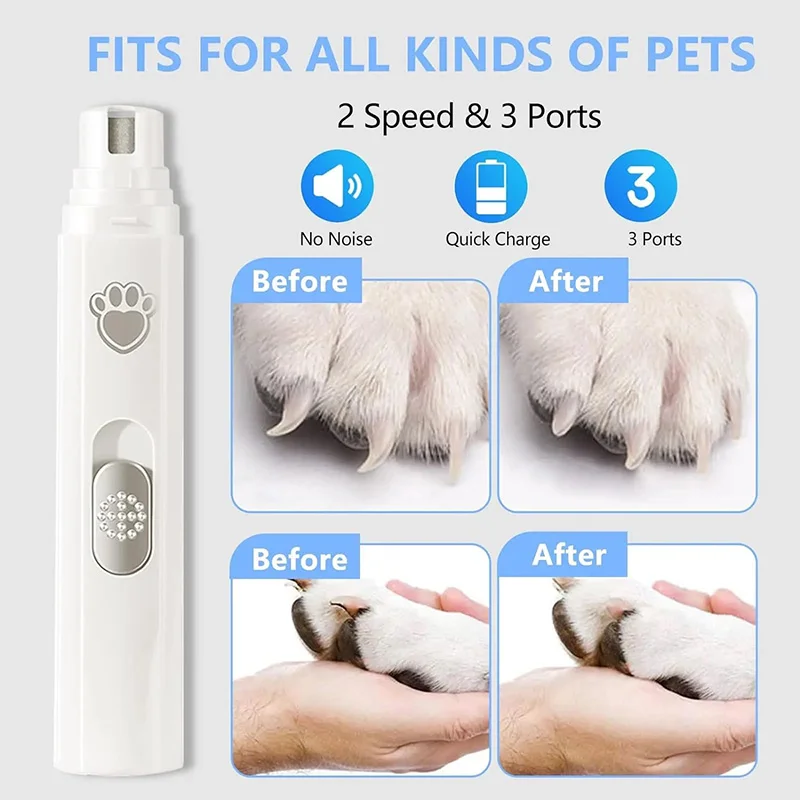 Pet Nail Grinder Dog Nail File Electric Nail Trimmer Painless Trimmer for Small Medium and Large Dogs and Cats 2 Speeds pet nail grinder