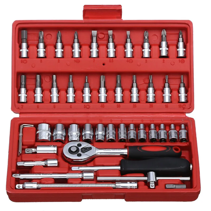 

46 Pcs Socket Wrench Set Sleeve Ratchet Wrench Assembly Tool Household Repair Tools Automotive Machinery Repair