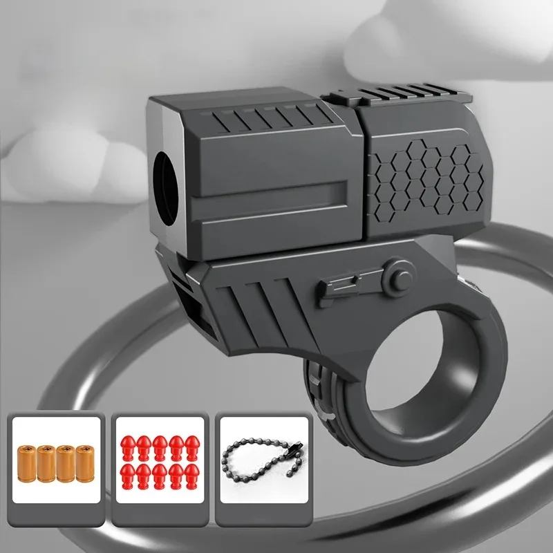 Fidget Toy Sensory Fidget Toy Anti Stress Toy Finger Sensory Toy New Mini Gun Shell Ejected Can Launch Decompression EDC Finger Ring Pistol Fidget Spinner Ratchet Anxiety Stress Relief Toy Guns