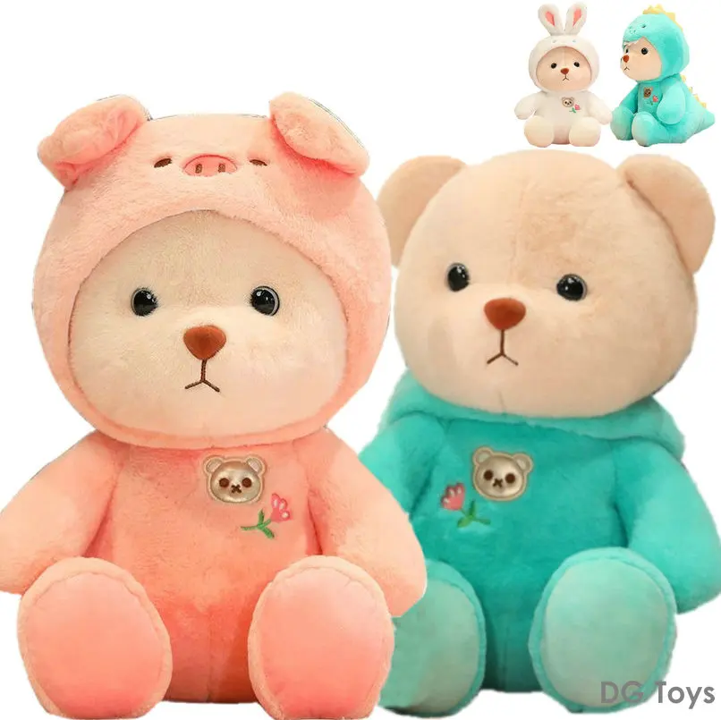 Cosplay Pink Pig Dinosaur Teddy Bear Peluche Farcito Cartoon Animsl Dressing Bunny Rabbit Brown Bear Plushie Per Bambini Compleanno