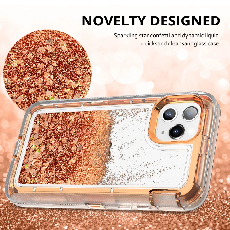 Clear Glitter Quicksand Phone Cases For iPhone 12 11 Pro Max XS X XR 7 8 6  Plus Cover 3 in 1 Heavy Duty Protect Shockproof Case - AliExpress