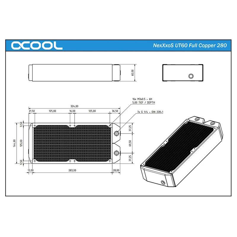 Alphacool NexXxoS UT60 Full Copper 280MM Thick Radiator