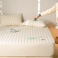 Housse de matelas imperméable de haute qualité-protecteur de matelas hypoallergénique antimicrobien, drap-housse silencieux, couleur unie 2