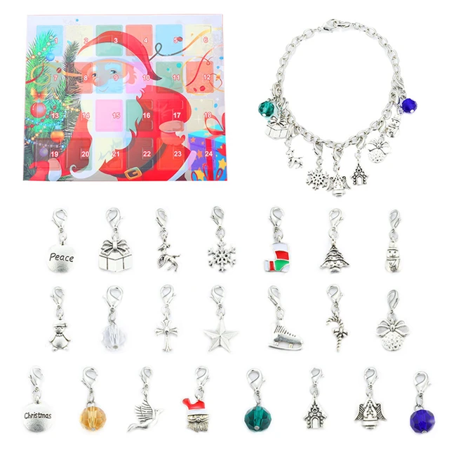 DIY Advent Calendar Jewelry Gift Box Blue Jewelry Bracelets Set For Girls  Christmas Countdown Christmas Pendant Christmas Gift - AliExpress