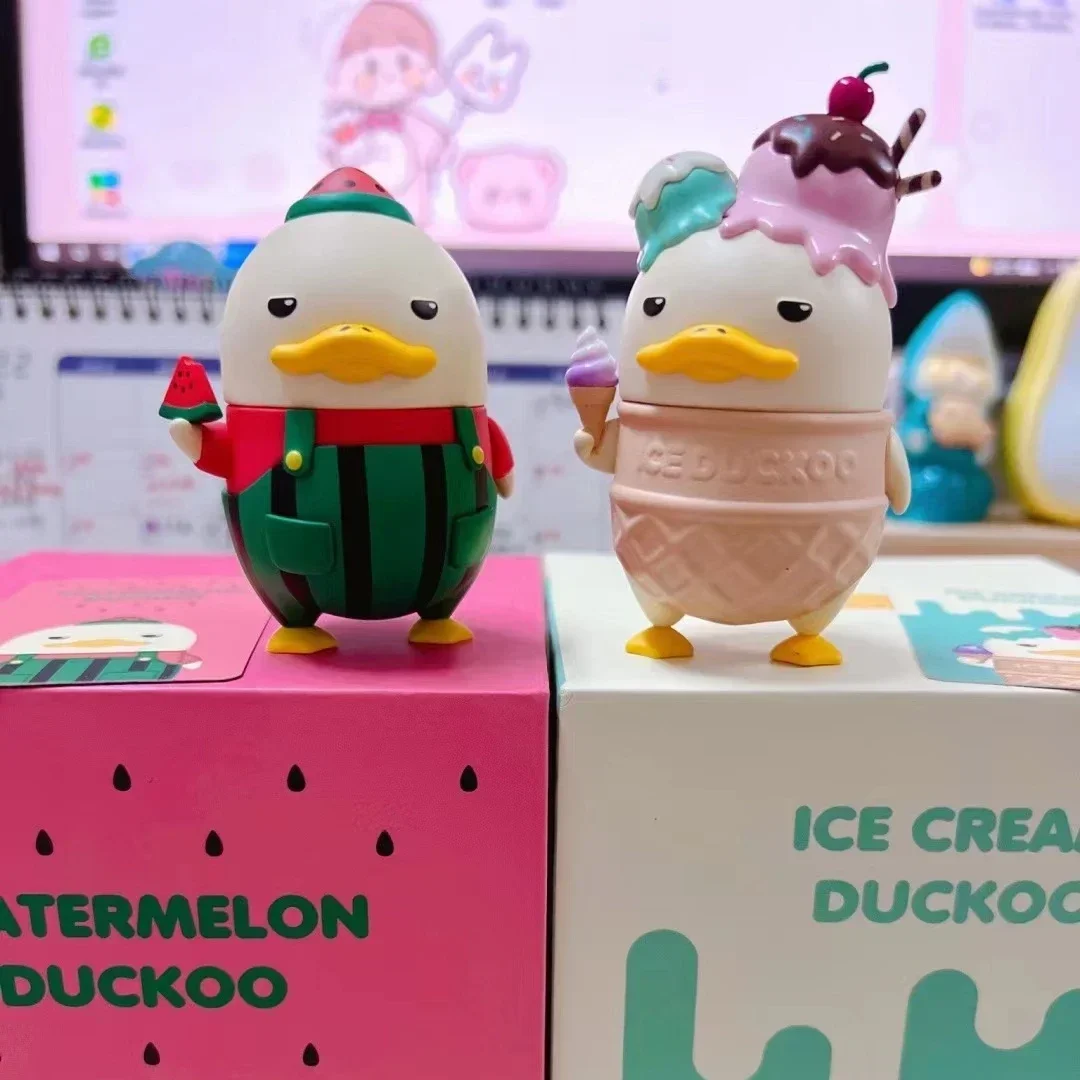 

Watermelon DUCKOO Action Figure Box Cool Summer Green and Red Duck YA Figurine Exclusive Art Toys Cute Decoration Gift