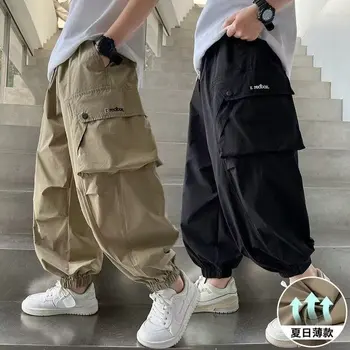 Summer Boys Cargo Pants Children Casual Sweatpants Solid Color Sports Thin Trousers Fashion Children's Clothing New 2026 1