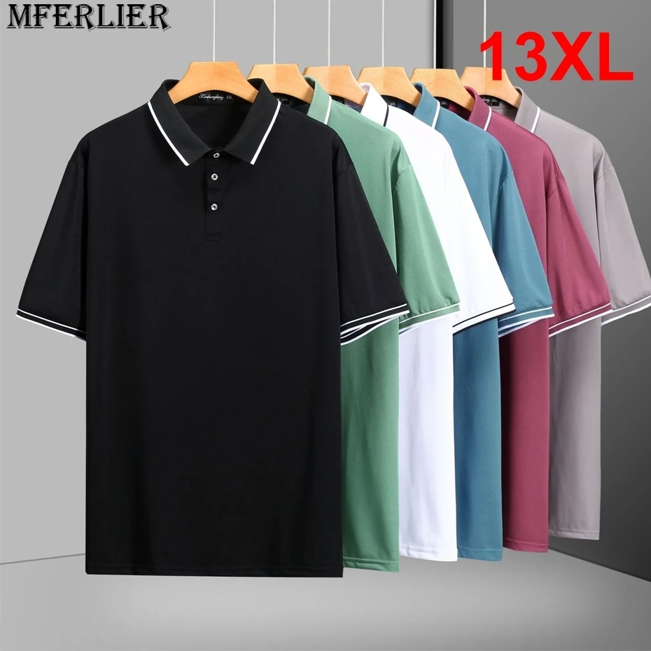 

13XL Plus Size Polo Shirt Summer Short Sleeve Polo Shirts Men Fashion Casual Breathable Shirts Male Summer Tops 12XL 13XL