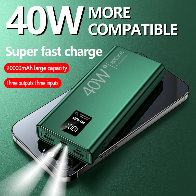 external battery 40w Super Fast Charging Large Capacity 20000 mAh Power Bank Two-way Fast Charging Digital Display for Xiaomi1 Samsung iPhone13 power bank 50000mah