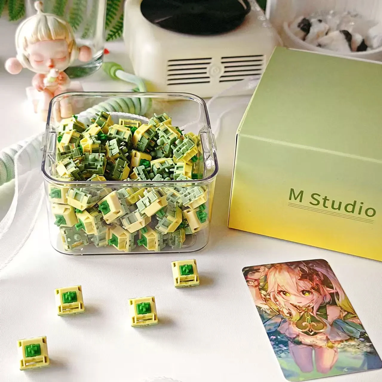 M Studio HMX Nahida 스위치 선형 스위치 기계식 키보드 축 PC 게이밍 키보드, 맞춤형 5 핀 스위치, HIFI 사전 윤활 선물