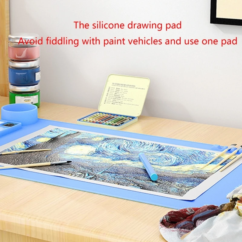 Large Silicone Sheet Non-slip Silicone Painting Mat with Paint Tray Brush  Holder for DIY Craft Painting Jewelry Making - AliExpress