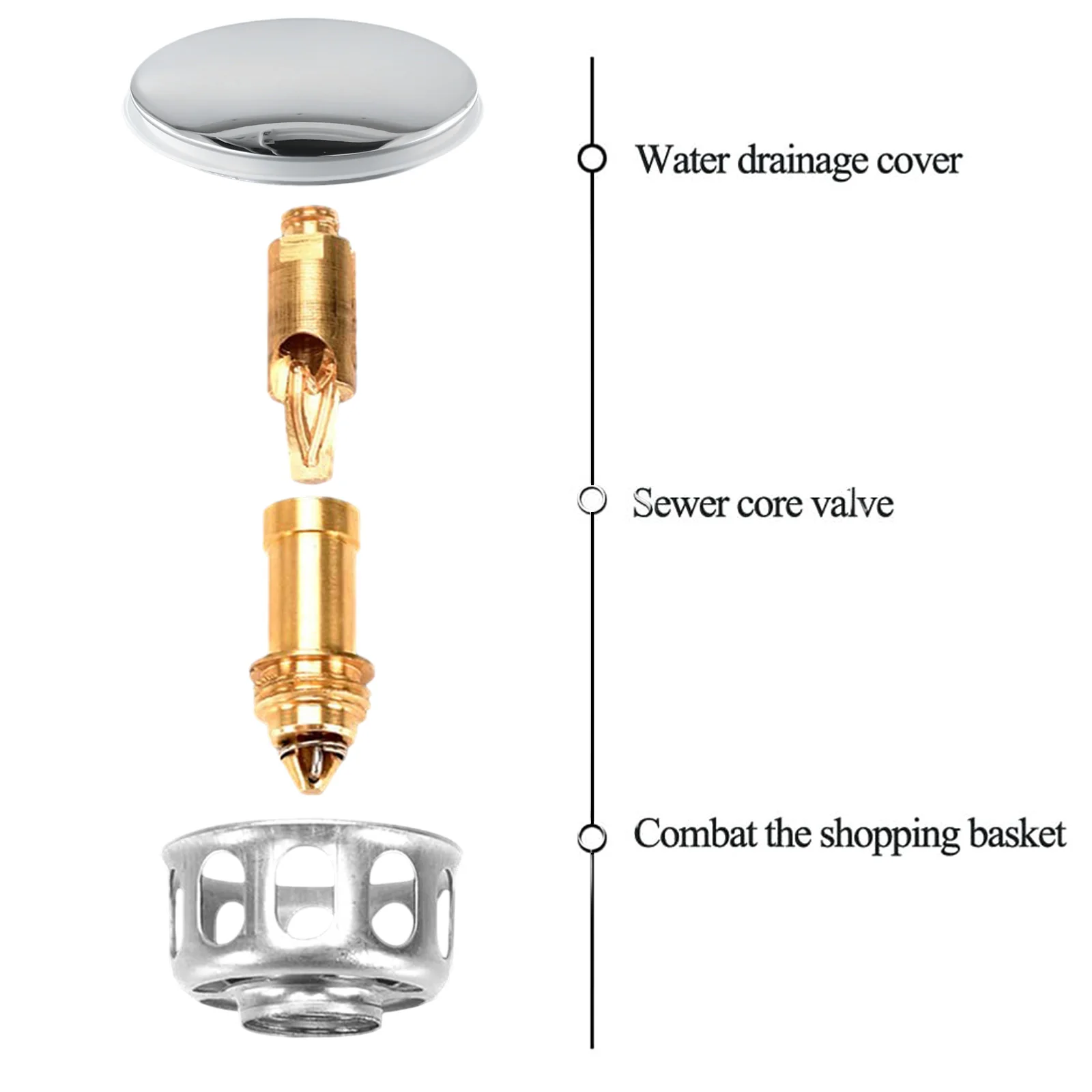 Sink Plug Waste Plug 38mm Basin Sink Drainer Strainer Brass Click Clack 1pc For Kitchen Bathroom Cap drain stopper,basin drain stopper,bathroom sink plug,washbasin drain plug,bathroom sink stopper,drain pipe plug