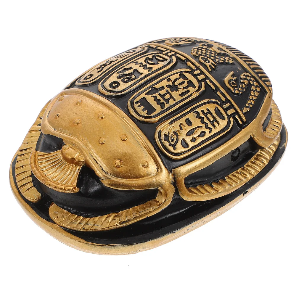 1pc Egypt Scarab Beetle Figurine Desktop Ornament Egypt Artware Figurine Vintage Resin Crafts Decoration 6.8x5x2cm
