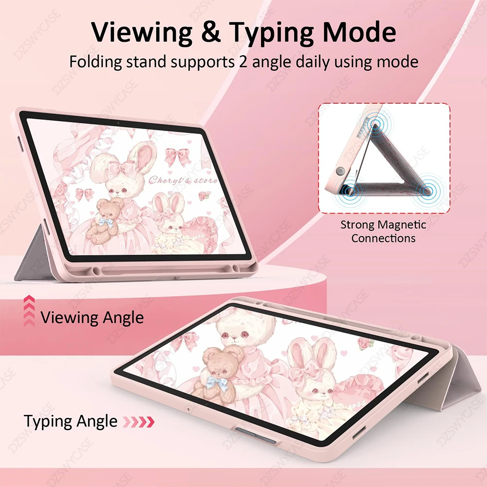 Slim Lightweight Trifold Stand Tablet Case with Auto Wake/Sleep and Clear Back Cover