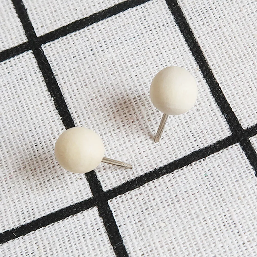 100Pcs 오리지널 나무 푸시 핀 코르크 보드 포스터용 원형 창의적인 압정 지도 사진 사무실 학교 DIY 장