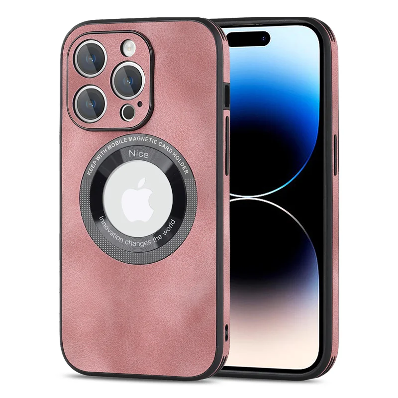 Luxury Sheepskin Leather Magnetic Phone Case with Wireless Charging Capability