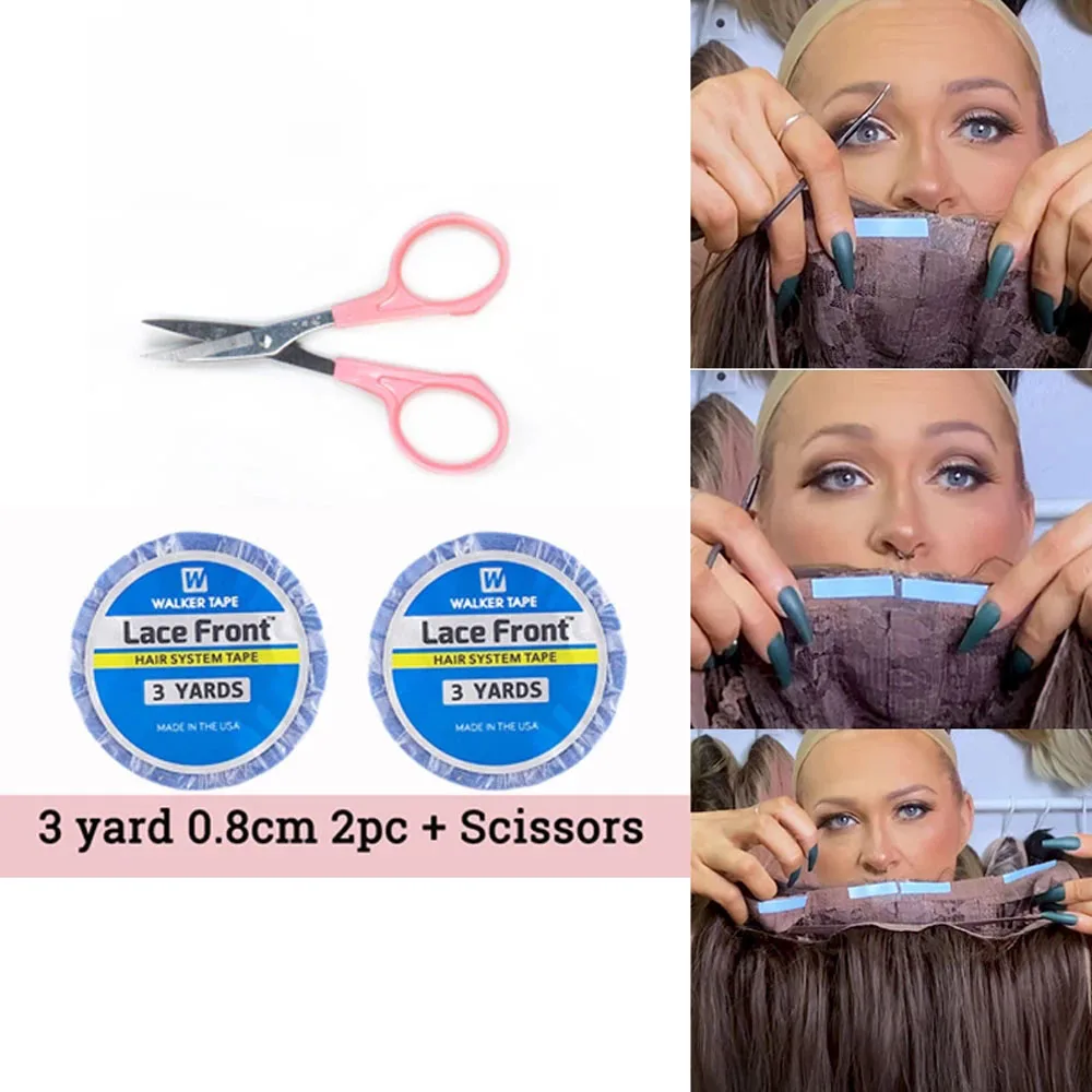 Pegamento para peluca de encaje frontal, cinta de doble cara para extensión de cabello, 3 yardas, 0,8 cm