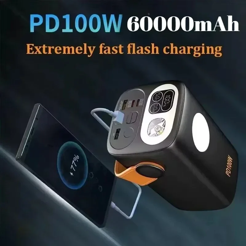 New 60000mAh Large Capacity 100W Power Bank External Spare Battery Powerful Portable Charger for Laptop IPhone Xiaomi Samsung 3