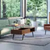 Lowry SOLID ACACIA WOOD and Metal 22 Inch Wide Square Modern Industrial End Side Table in Distressed Golden Wheat 2