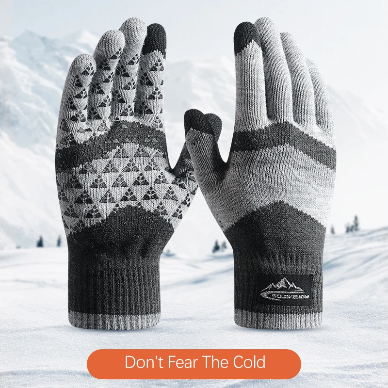 Warm Cycling Gloves Men Women Fashion Fleece Personality Windproof Triangular Non-Slip Touchscreen Wool
