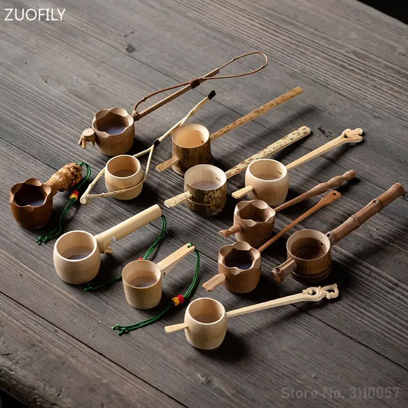Bamboo Rattan Tea Infusers Tea Ceremony Utensils Long Handle Strainers Funnel Accessories Table Decor Teaware Kitchen Tool