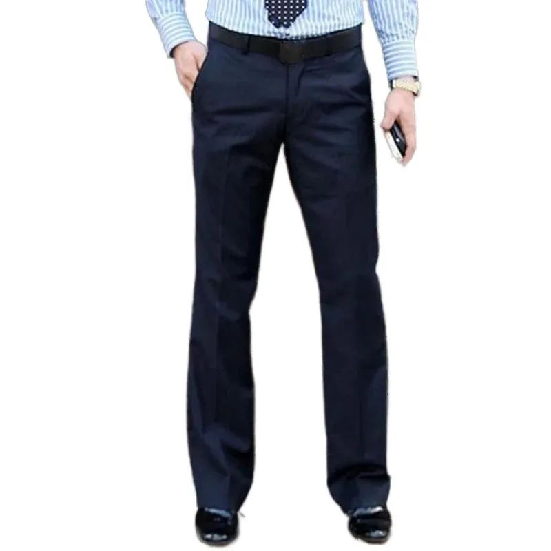Men Casual Pants Men Flared Boot Cut Trousers Fashion Casual British Style Office Comfortable Kahki Black Slim Formal Suit Bottom Pants