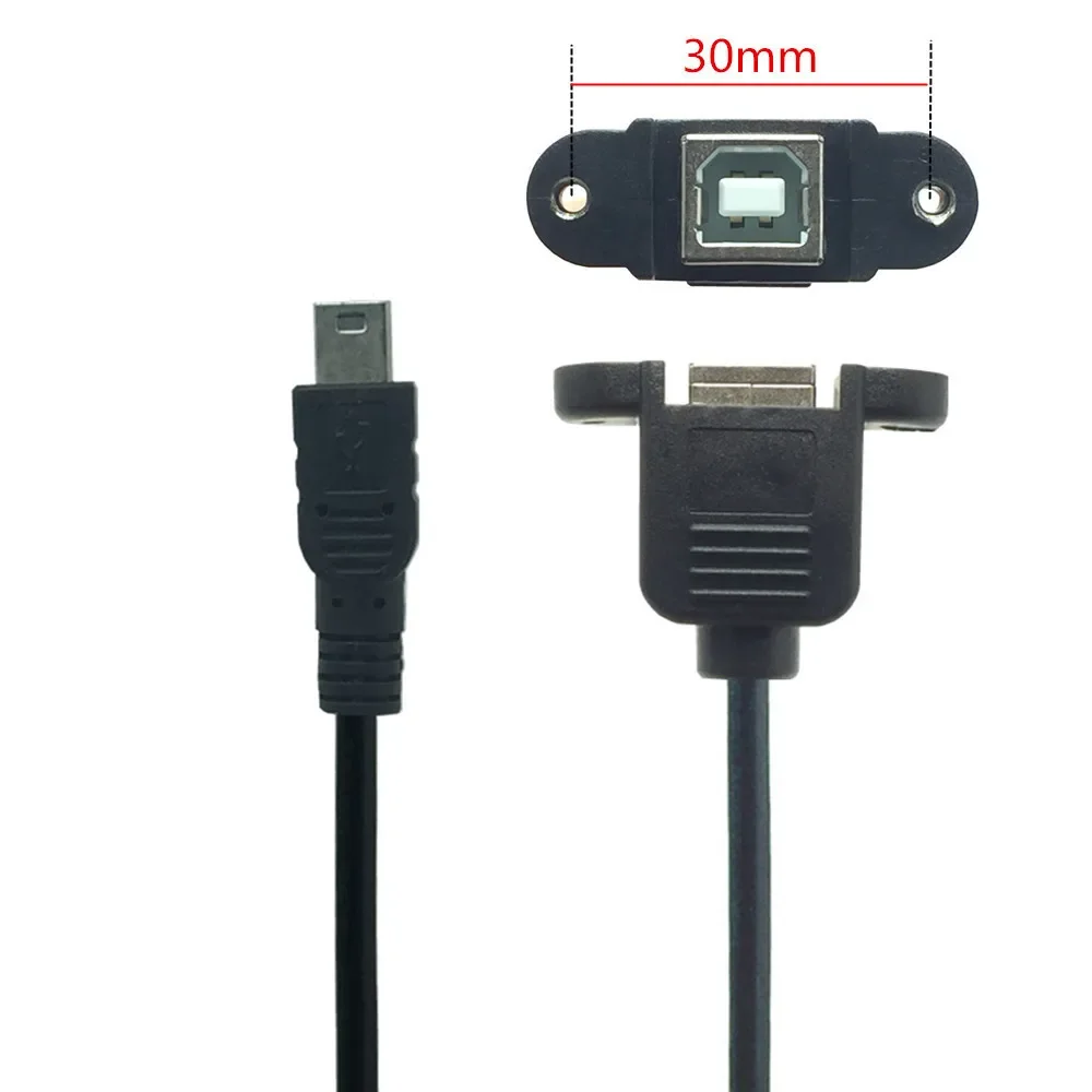 Mini-USB 5pin Mini USB 2.0 Male to USB 2.0 B Type Female Connector Cable 30cm 50cm With Panel Mount Hole USB MINI USB Cable