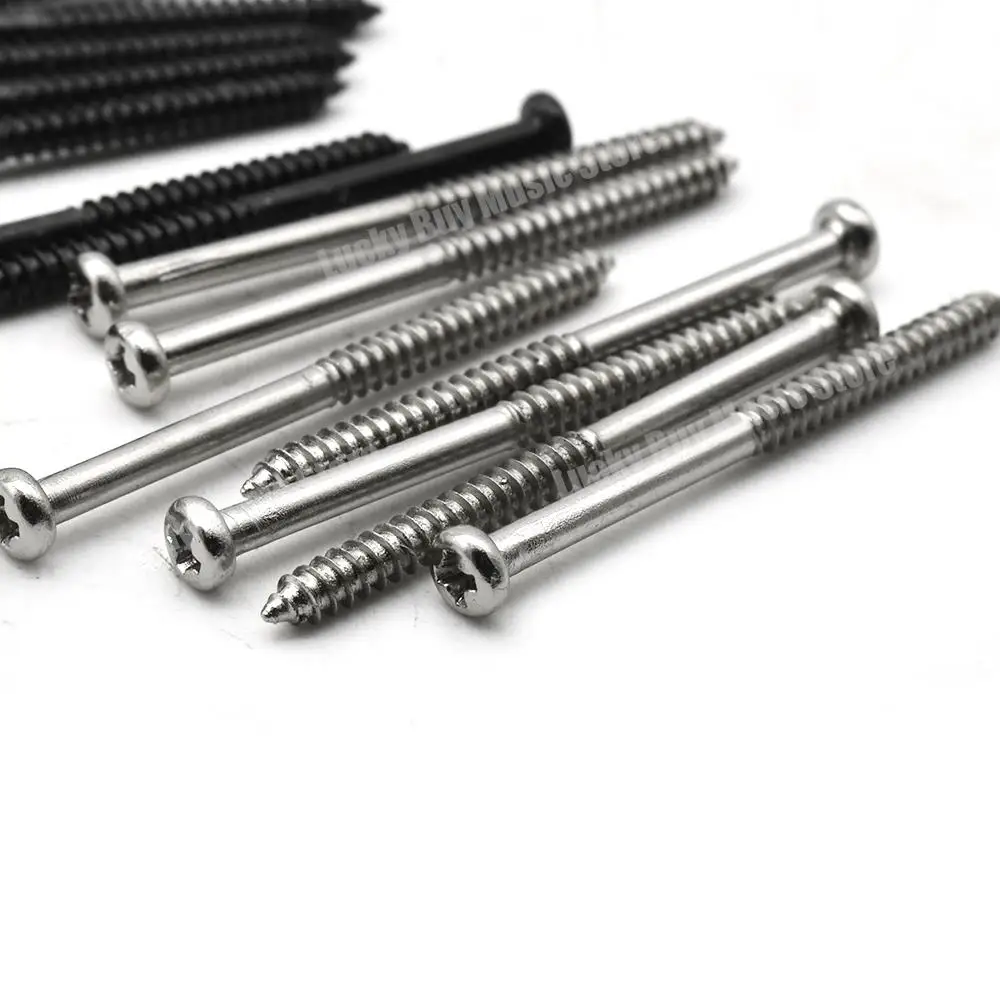 10pcs Electric Guitar Bass Pickup Height Adjusting Screws 2.6MM x 35MM Silver Black guitar tool