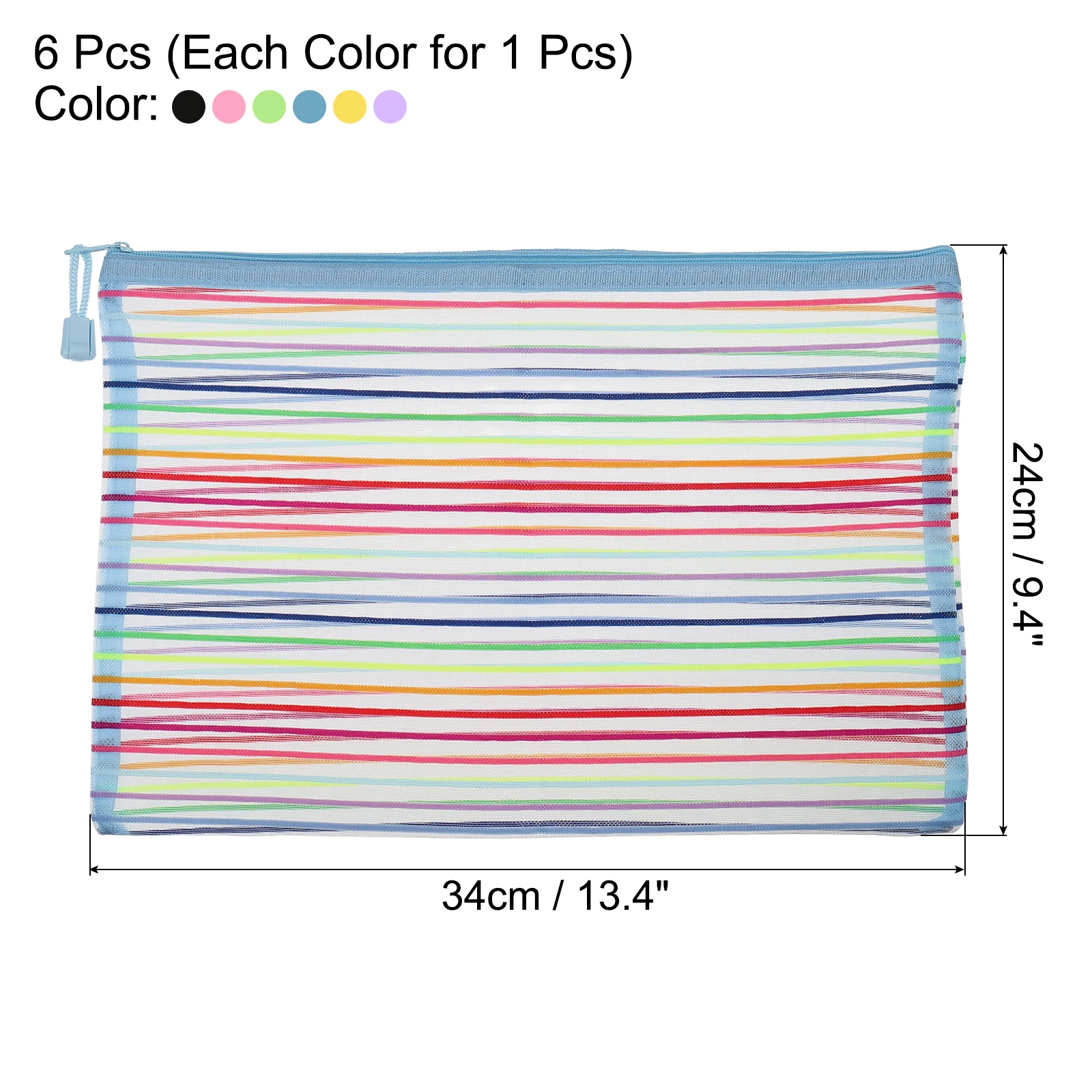 지퍼 파일 가방 보관 메쉬 파우치, 나일론 휴대용 연필 펜 케이스, 문서 화장품, 메이크업 사무실 용품, 여행 액세서리