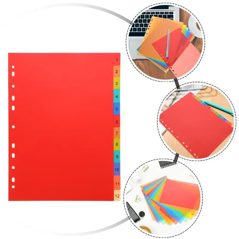 A4/11 Hole Index Page Plastic Binder Divider Colored Loose-Leaf Page Marker Classification Binder Divider Notepad Marker