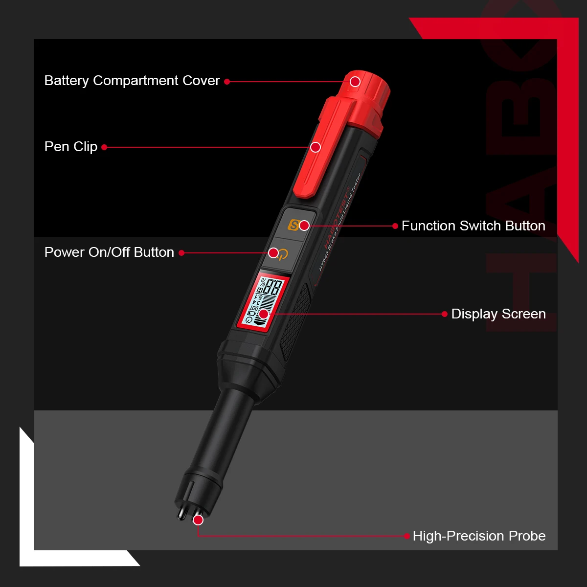 HABOTEST HT663/HT663L Brake Fluid Liquid Tester brake Oil Detecting Pen Automobile Brake Fluid Content Detector