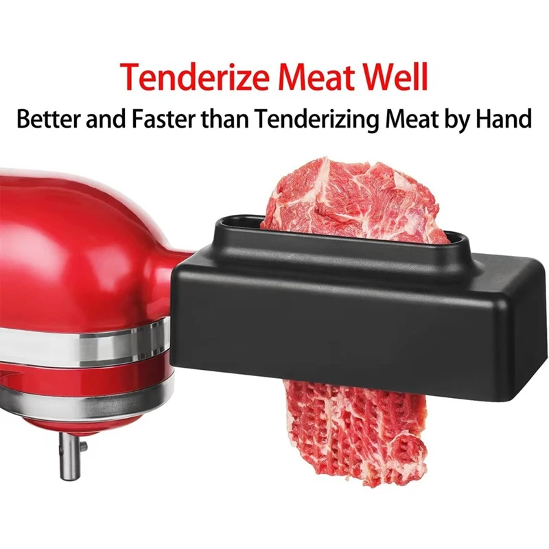 Meat Tenderizer for Kitchenaid Stand Mixer Stainless Steel Gears Meat Tenderizer Kitchen Poultry Tenderizers Black