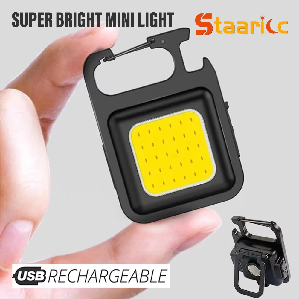 Compact USB Rechargeable LED Keychain Lantern & Flashlight Combo