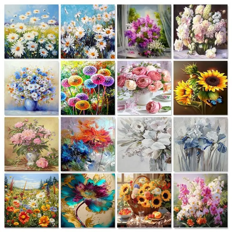 

GATYZTORY Oil Painting By Numbers Flower On Canvas With Frame DIY 60x75cm Paint By Numbers On Canvas Handpaint Decor Painting