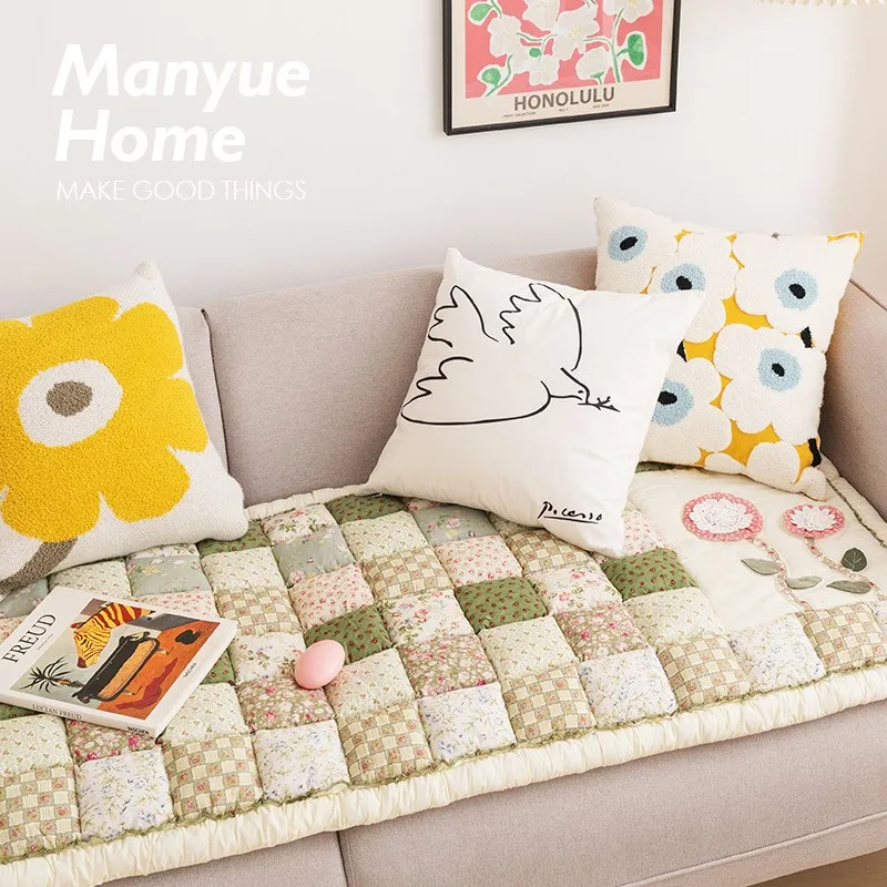 Retro To Do Old Feeling Pure Cotton Cotton Steamed Bun Sofa Cushion Cushion Non-slip Thick Cat Scratch Can Be Machine Washable 4
