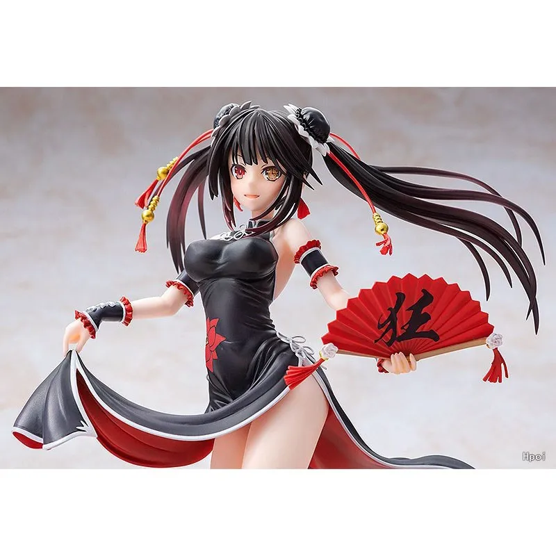 

23CM Tokisaki Kurumi Anime DATE A LIVE Figure Sexy Cheongsam With Fan Doll Model PVC Ornaments Desktop Collection Toys